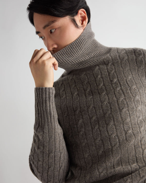 Men's Berwick Cable Roll Neck Cashmere Jumper 5