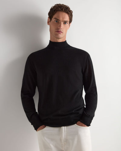 N.Peal Men's Fine Gauge Cashmere Turtle Neck Jumper Black
