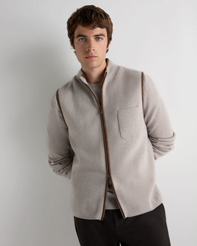 N.Peal Men's Shaftesbury Cashmere Gilet Oat Grey