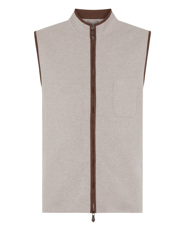 N.Peal Men's Shaftesbury Cashmere Gilet Oat Grey