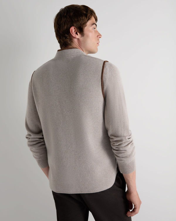 N.Peal Men's Shaftesbury Cashmere Gilet Oat Grey