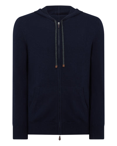 N.Peal Men's Ladbroke Cashmere Hoodie Navy Blue