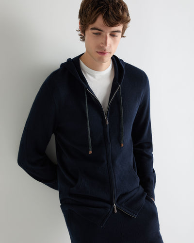 Men's Ladbroke Cashmere Hoodie Navy Blue