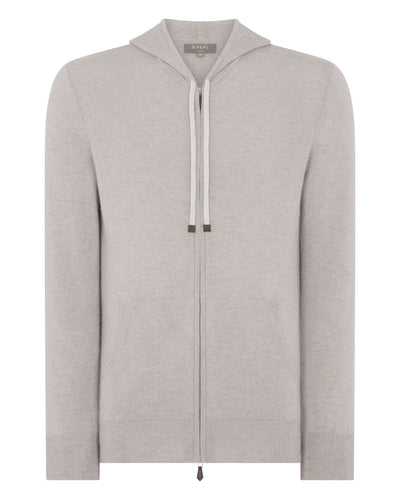N.Peal Men's Ladbroke Cashmere Hoodie Oat Grey