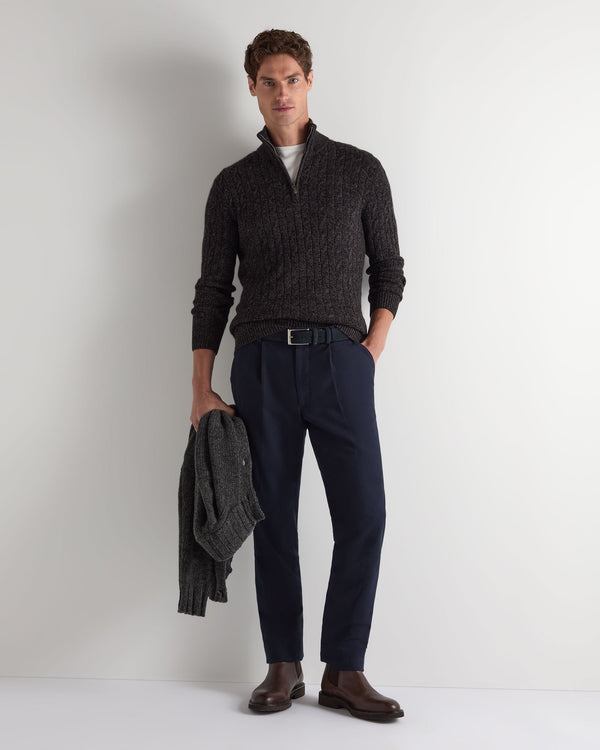 Men's Albemarle Cable Half Zip Cashmere Jumper 3