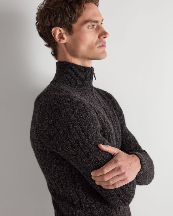 Men's Albemarle Cable Half Zip Cashmere Jumper 5