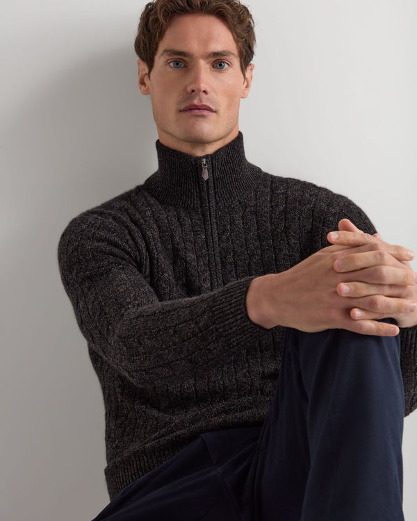 Men's Albemarle Cable Half Zip Cashmere Jumper 6