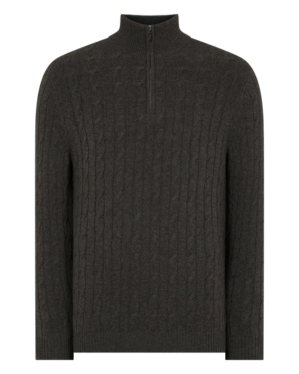 Men's Albemarle Cable Half Zip Cashmere Jumper  2