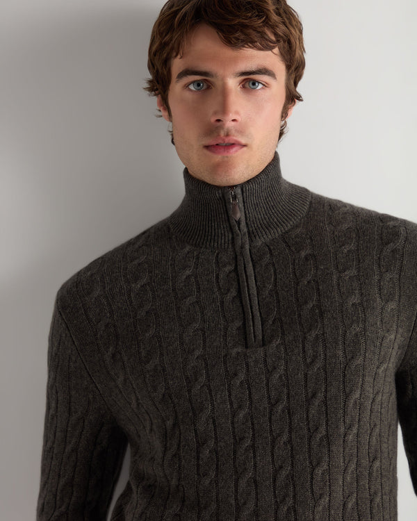Men's Albemarle Cable Half Zip Cashmere Jumper  6