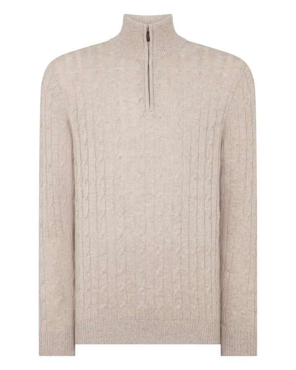 Men's Albemarle Cable Half Zip Cashmere Jumper 2