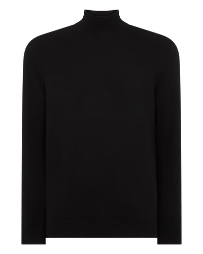 N.Peal Men's Mayfair Turtle Neck Cashmere Jumper Black