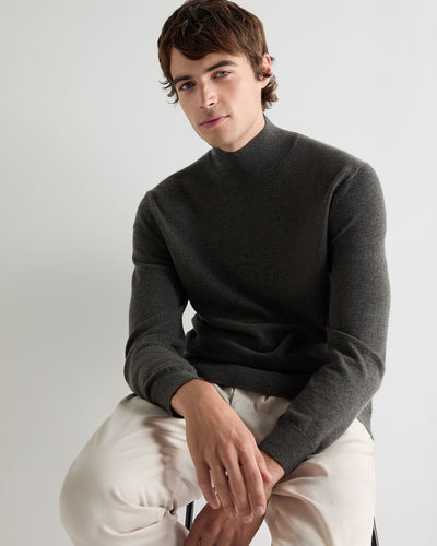 N.Peal Men's Mayfair Turtle Neck Cashmere Jumper Grey Moss