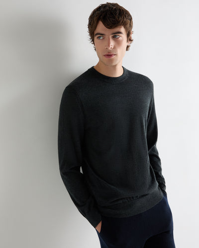 Men's Covent Fine Gauge Cashmere Round Neck Jumper Dark Charcoal Grey