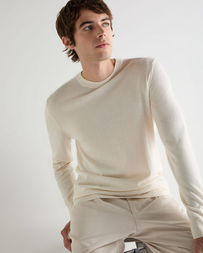 Men's Covent Fine Gauge Cashmere Round Neck Jumper New Ivory White