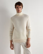 Men's Brompton Roll Neck Cashmere Jumper New Ivory White