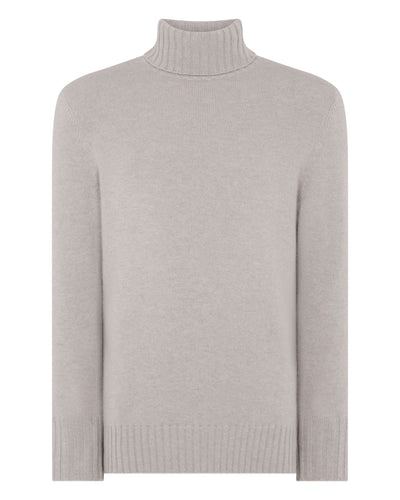 N.Peal Men's Brompton Roll Neck Cashmere Jumper Oat Grey