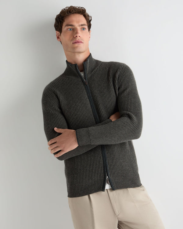 Men's Lambeth Rib Full Zip Cashmere Cardigan  1