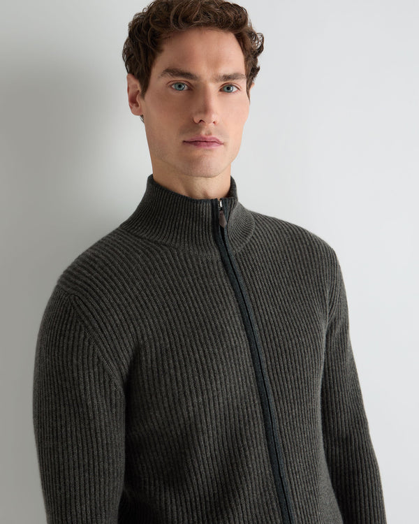 Men's Lambeth Rib Full Zip Cashmere Cardigan  5