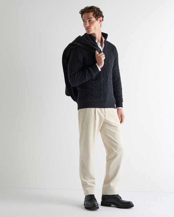 Men's Fur Trim Half Zip Cashmere Jumper 3