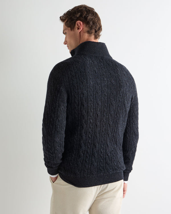 Men's Fur Trim Half Zip Cashmere Jumper 4