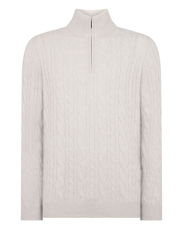 Men's Fur Trim Half Zip Cashmere Jumper 2