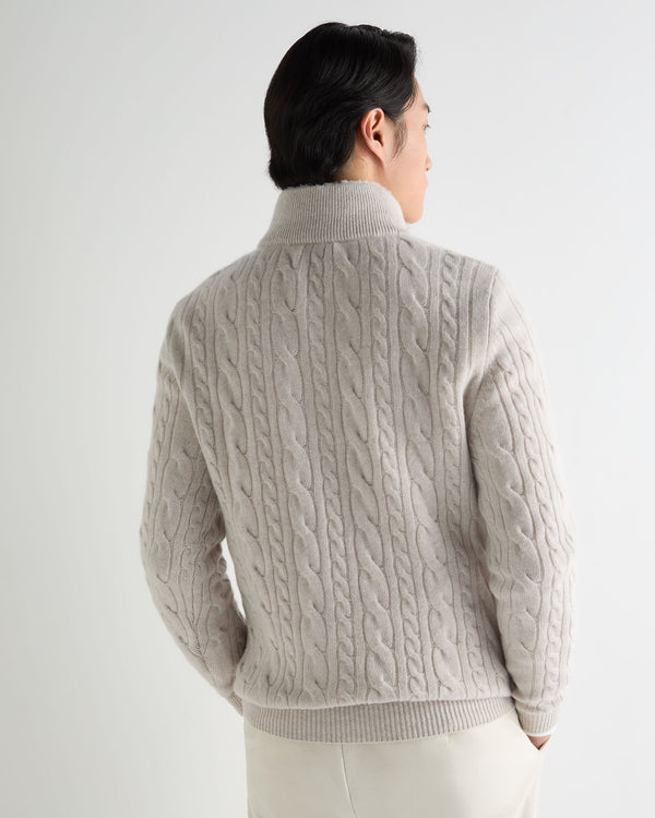 Men's Fur Trim Half Zip Cashmere Jumper 4
