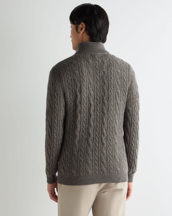 Men's Fur Trim Half Zip Cashmere Jumper 4
