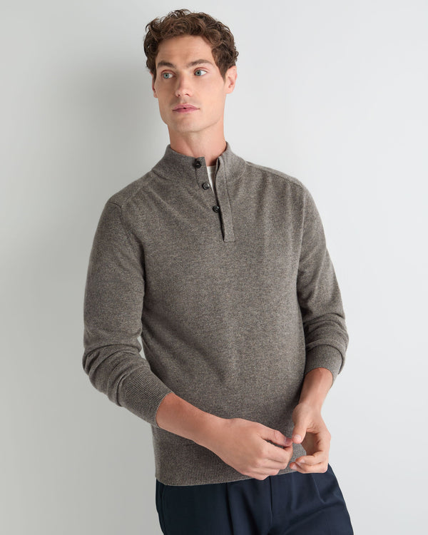 Men's Half Button Cashmere Jumper 1