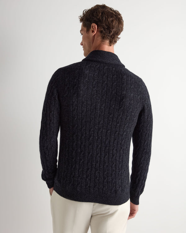 Men's Garrick Shawl Cable Cashmere Cardigan 4