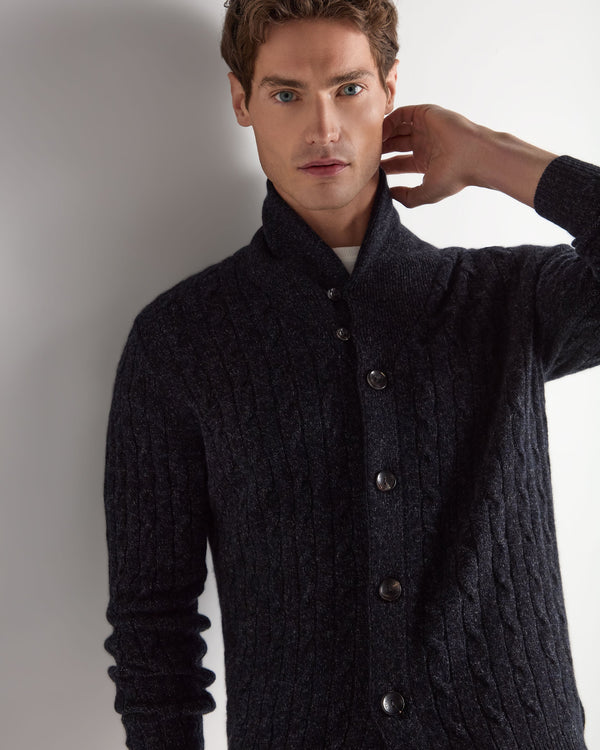 Men's Garrick Shawl Cable Cashmere Cardigan 5