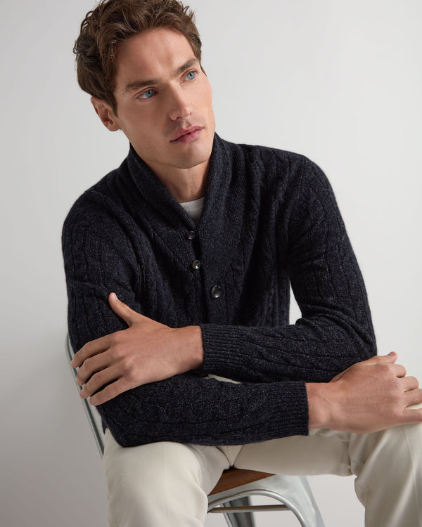 Men's Garrick Shawl Cable Cashmere Cardigan 6