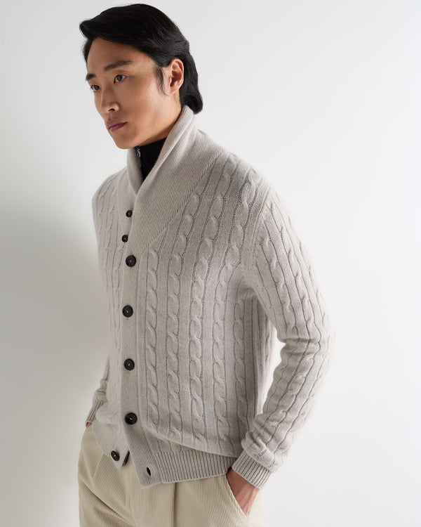Men's Garrick Shawl Cable Cashmere Cardigan 6