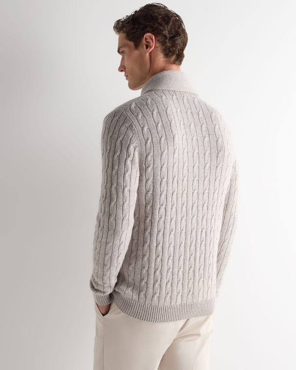 Men's Garrick Shawl Cable Cashmere Cardigan 4