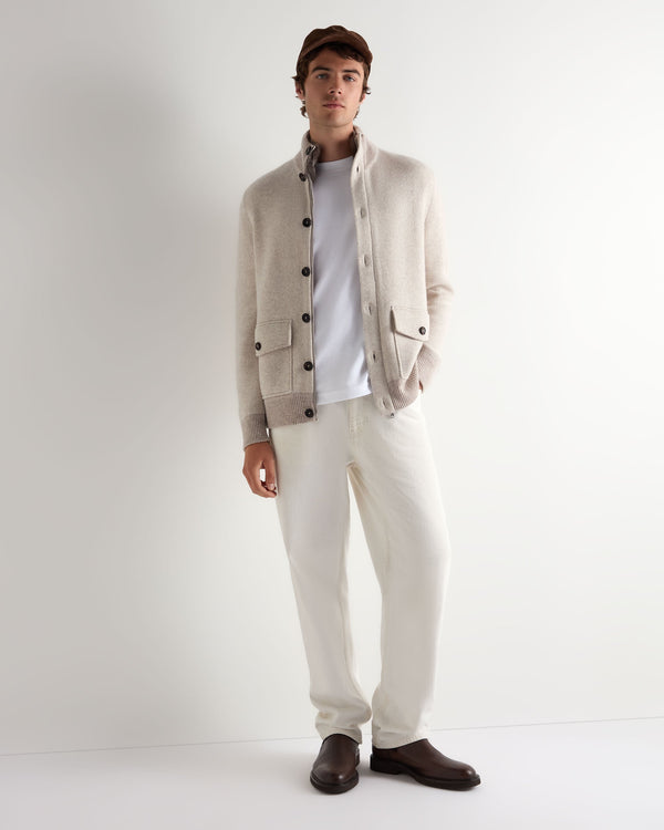 Men's Herringbone Cashmere Jacket With Fur Trim 3
