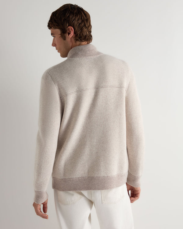 Men's Herringbone Cashmere Jacket With Fur Trim 4