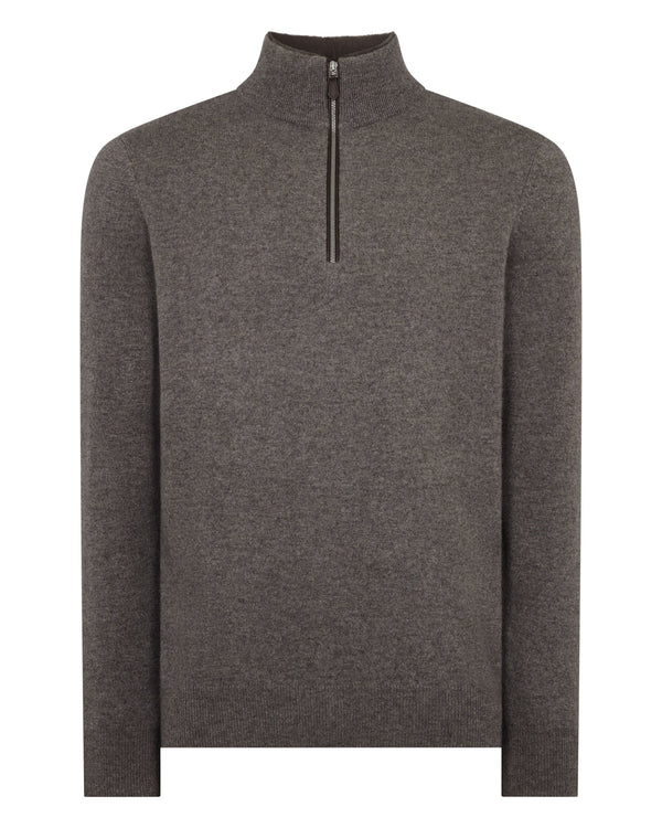 Men's Fur Trim Half Zip Cashmere Jumper 2