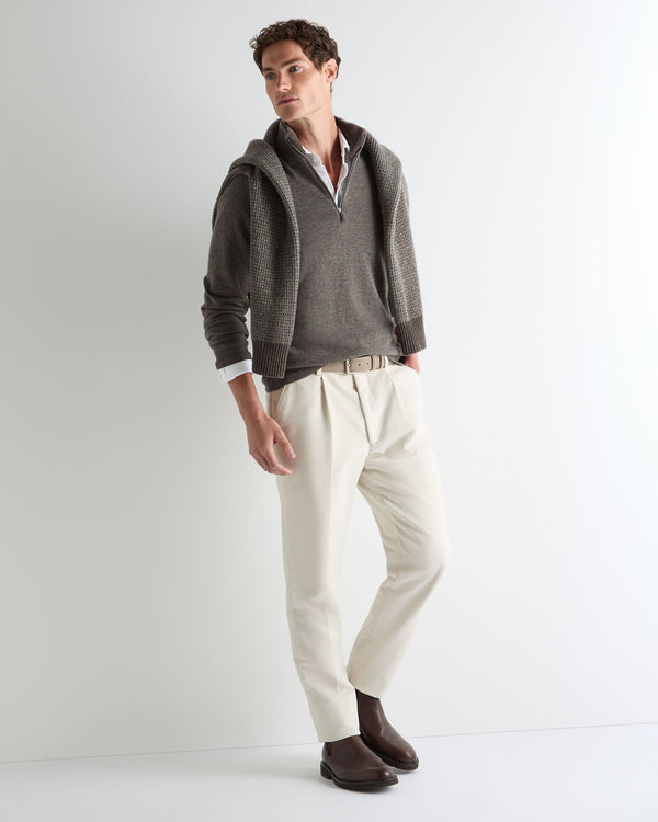 Men's Fur Trim Half Zip Cashmere Jumper 3