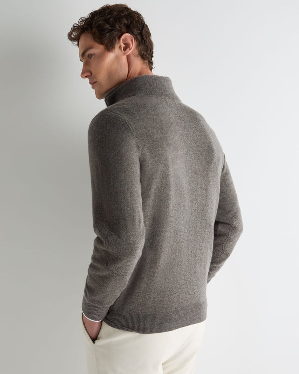 Men's Fur Trim Half Zip Cashmere Jumper 4