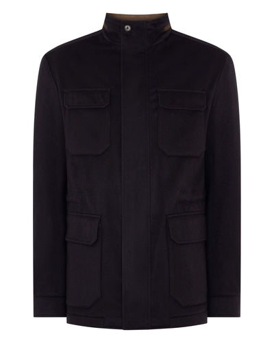 N.Peal Men's Vale Cashmere Field Jacket Navy Blue