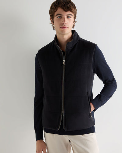 N.Peal Men's Belgravia Cashmere Gilet Navy Blue