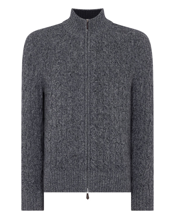 Men's Cable Knit Zip-Up Cashmere Cardigan 2