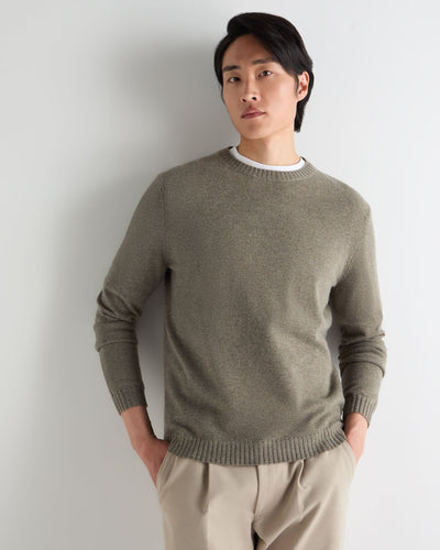 N.Peal Men's Shoreditch Round Neck Cashmere Jumper Sage Green