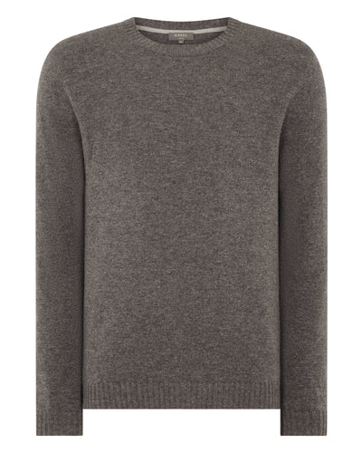 N.Peal Men's Shoreditch Round Neck Cashmere Jumper Wood Smoke Brown