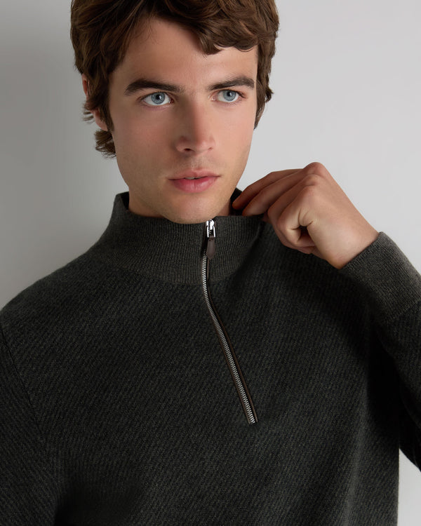 Men's Temple Jacquard Half Zip Cashmere Jumper  5