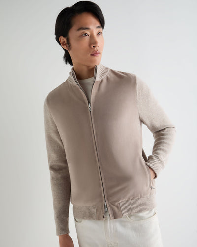 N.Peal Men's Davos Suede Front Jacket Toasted Sesame Brown
