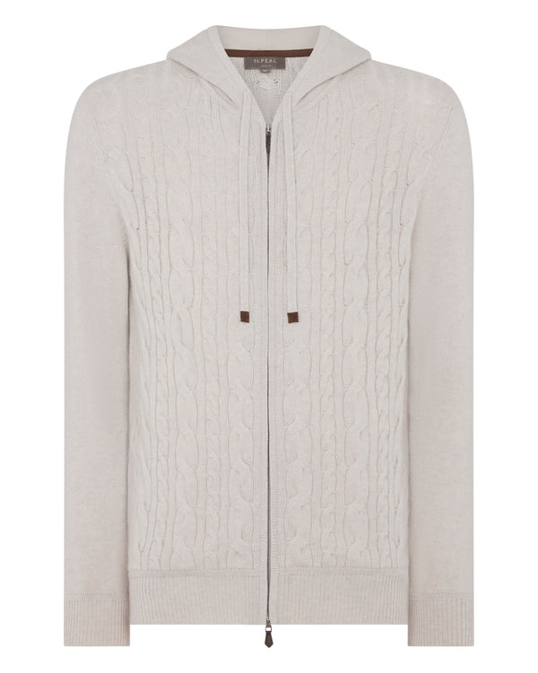 Men's Fulham Cable Zip Cashmere Hoodie 2