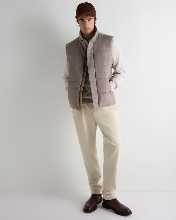 N.Peal Men's Vancouver Herringbone Gilet Light Beige Brown