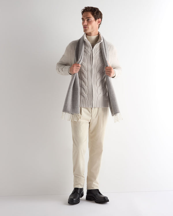 Men's Chunky Cable Full Zip Cashmere Jumper 3
