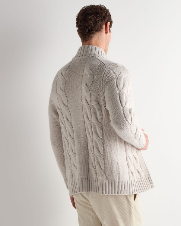 Men's Chunky Cable Full Zip Cashmere Jumper 4