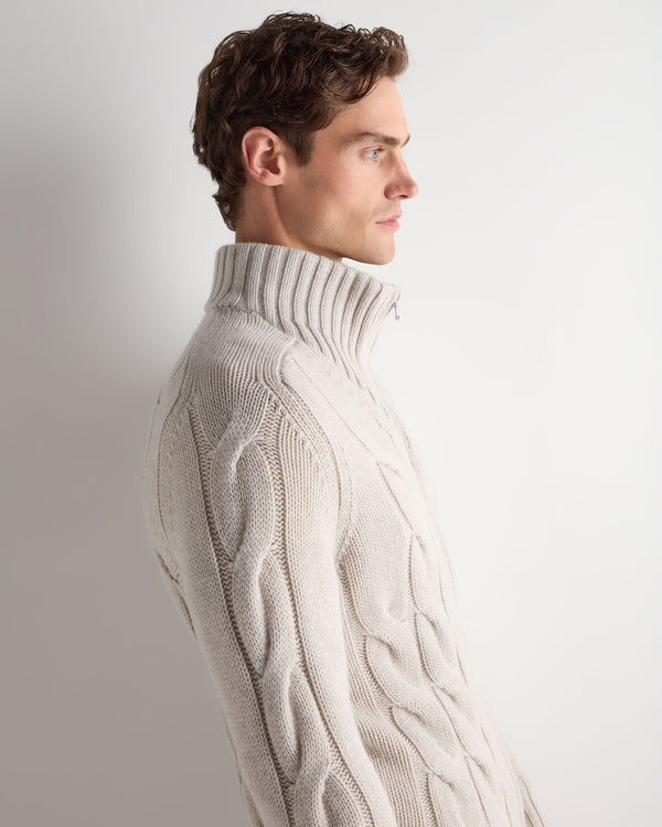 Men's Chunky Cable Full Zip Cashmere Jumper 7